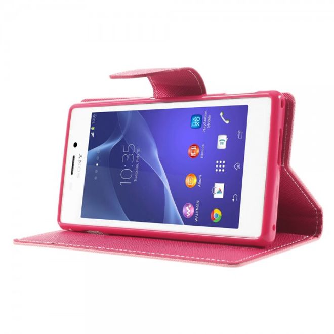 Goospery - Sony Xperia M2/M2 Dual Hülle - Handy Bookcover - Fancy Diary Series - rosa/pink