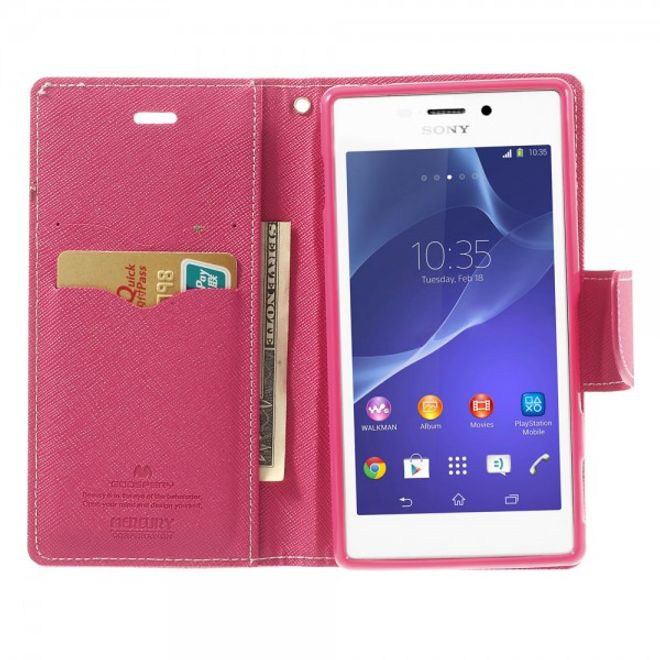 Goospery - Sony Xperia M2/M2 Dual Hülle - Handy Bookcover - Fancy Diary Series - rosa/pink