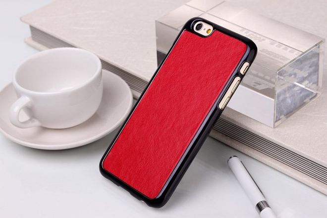 iPhone 6/6S Lederüberzogenes Hart Plastik Case - rot