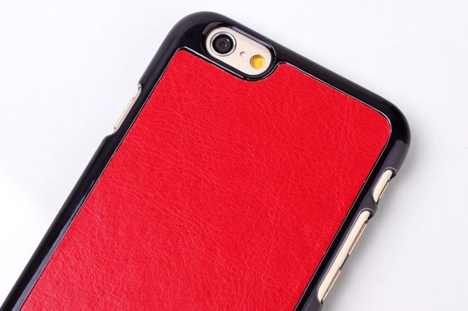 iPhone 6/6S Lederüberzogenes Hart Plastik Case - rot