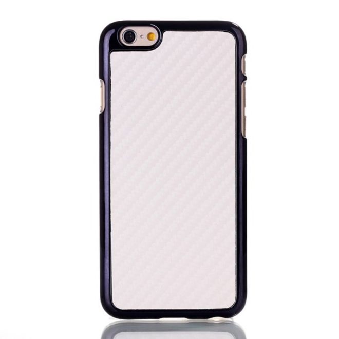 iPhone 6/6S Lederüberzogenes Hart Plastik Case mit Karbonfasermuster - weiss