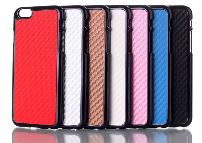 iPhone 6/6S Lederüberzogenes Hart Plastik Case mit Karbonfasermuster - silber