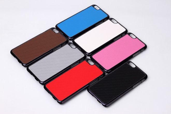 iPhone 6/6S Lederüberzogenes Hart Plastik Case mit Karbonfasermuster - braun