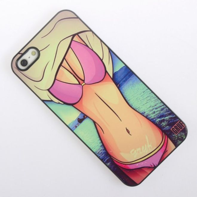 iPhone SE/5S/5 Hart Plastik Case mit Girl in rosanem Bikini