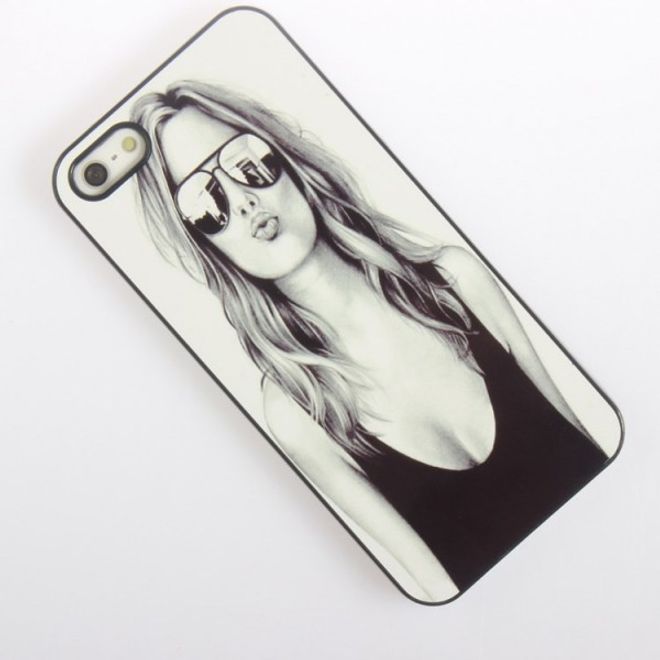 iPhone SE/5S/5 Hart Plastik Case mit Girl mit Sonnenbrille
