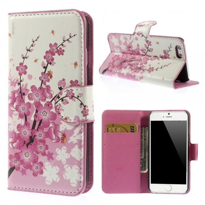 iPhone 6/6S Leather Case with Pink Flowers
