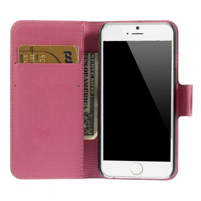 iPhone 6/6S Leather Case with Pink Flowers