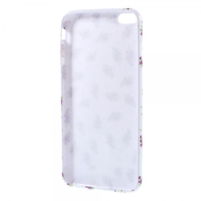 iPhone 6 Plus/6S Plus Elastic Plastic Case with Purple Flowers