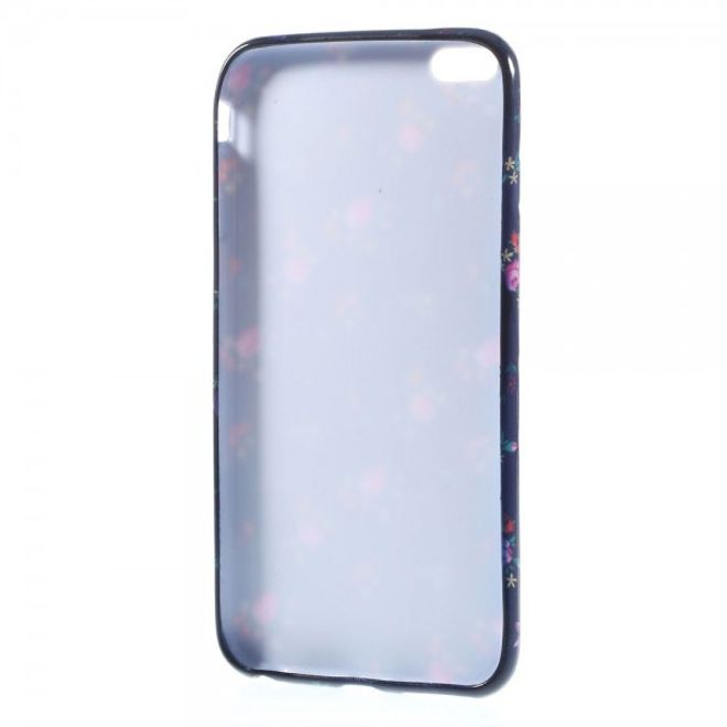 iPhone 6 Plus/6S Plus Elastic Plastic Case with Small Roses - Black