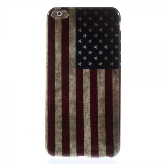 iPhone 6 Plus/6S Plus Elastic Plastic Case with USA Flag Retro Style