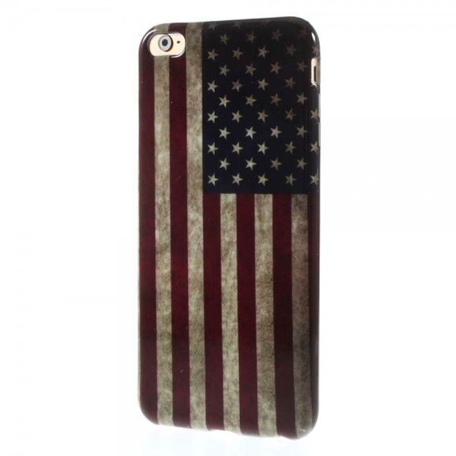 iPhone 6 Plus/6S Plus Elastic Plastic Case with USA Flag Retro Style