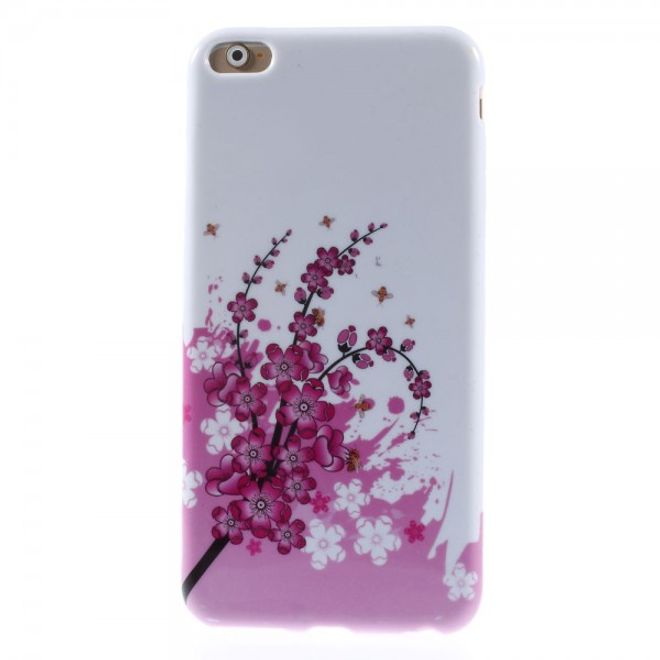 iPhone 6 Plus/6S Plus Elastic Plastic Case with Pink Flowers