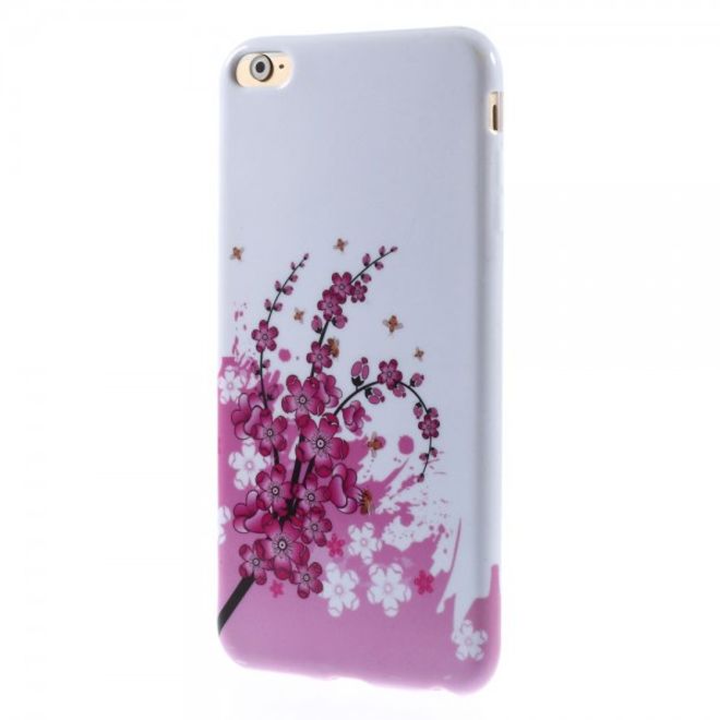 iPhone 6 Plus/6S Plus Elastic Plastic Case with Pink Flowers