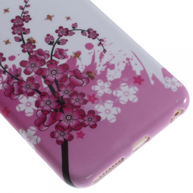 iPhone 6 Plus/6S Plus Elastic Plastic Case with Pink Flowers