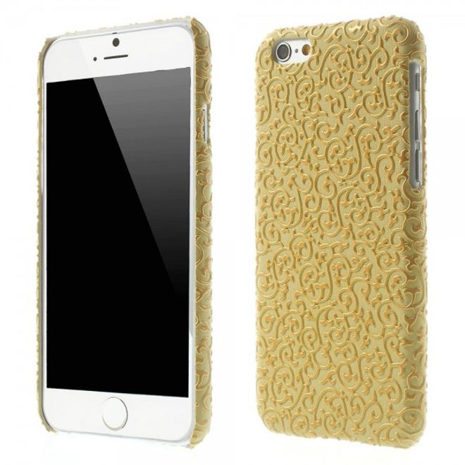 iPhone 6/6S Leather-Covered Hard Plastic Case with Floral Pattern - Yellow