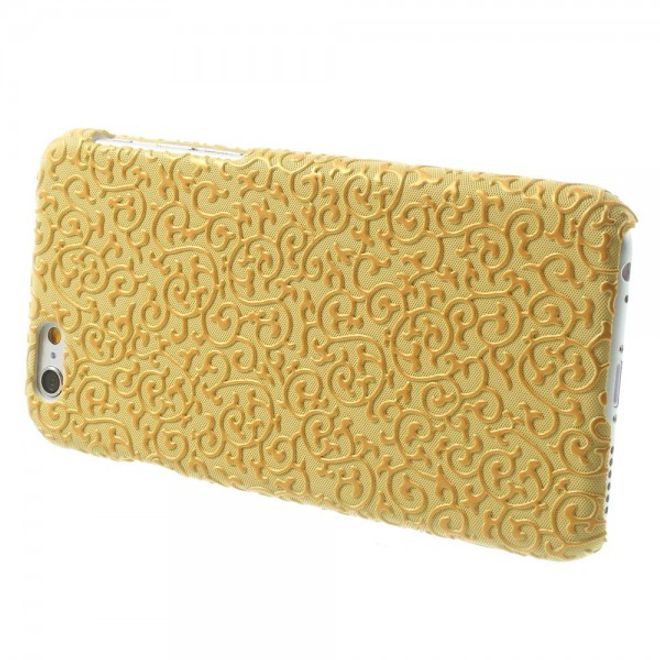 iPhone 6/6S Leather-Covered Hard Plastic Case with Floral Pattern - Yellow