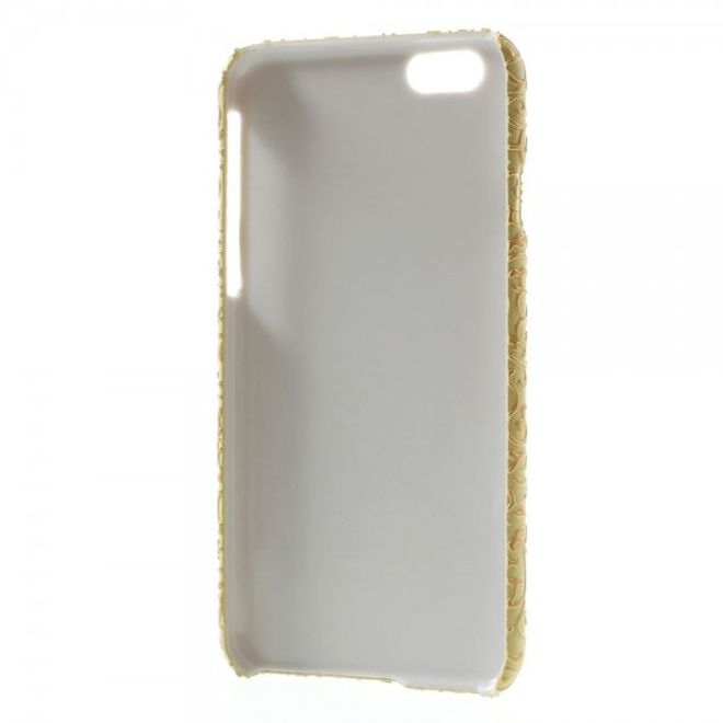 iPhone 6/6S Leather-Covered Hard Plastic Case with Floral Pattern - Yellow