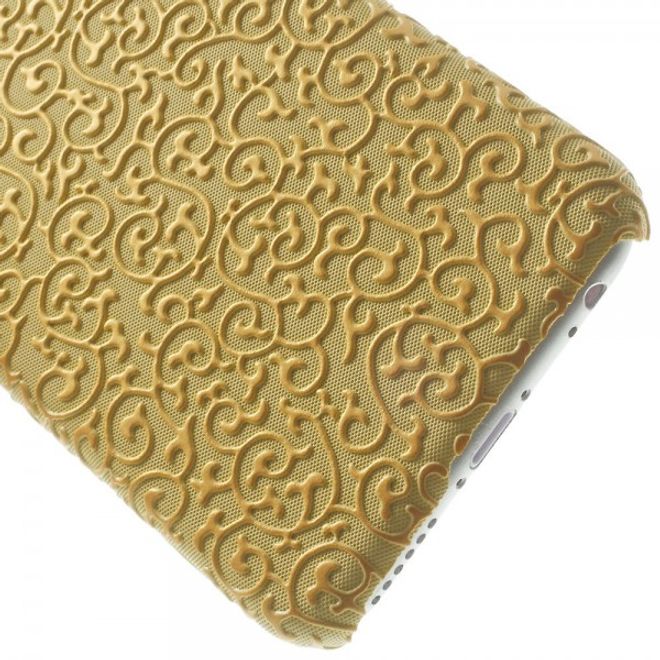 iPhone 6/6S Leather-Covered Hard Plastic Case with Floral Pattern - Yellow