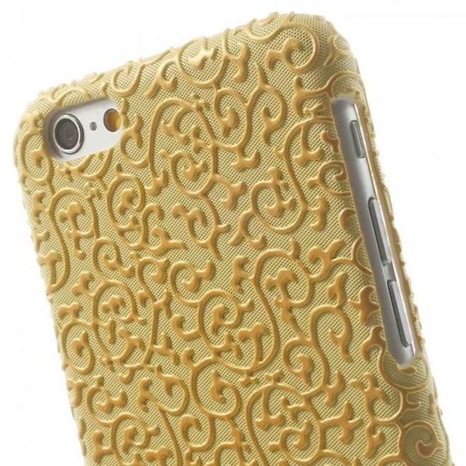 iPhone 6/6S Leather-Covered Hard Plastic Case with Floral Pattern - Yellow