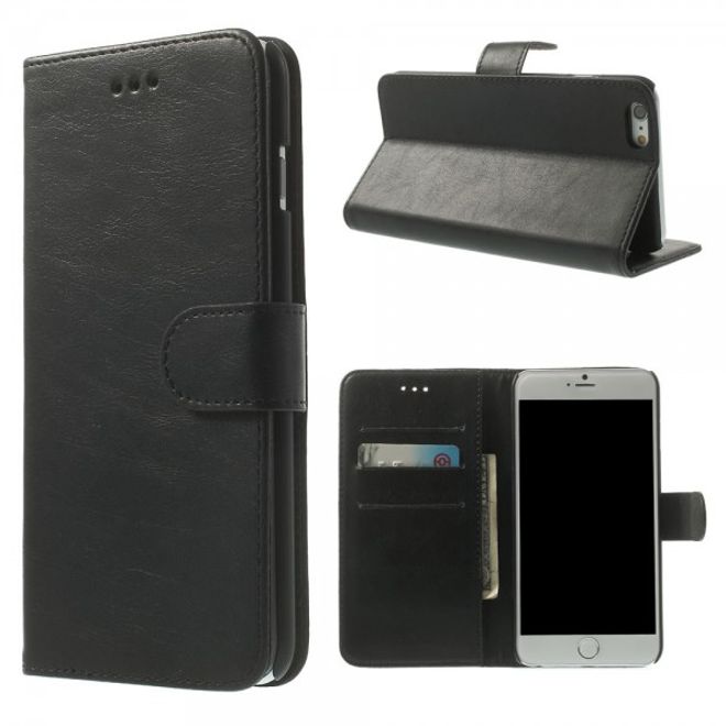 iPhone 6 Plus/6S Plus Leder Case retro-style - schwarz