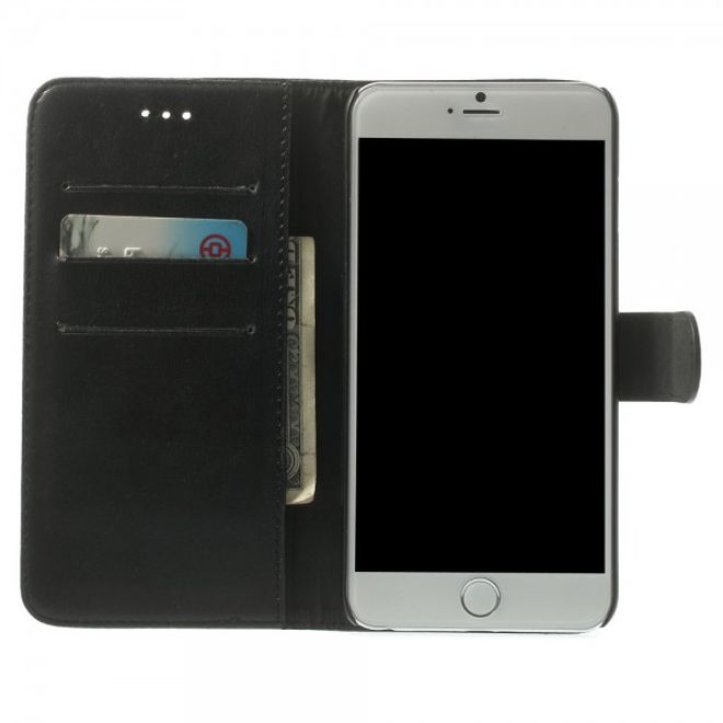 iPhone 6 Plus/6S Plus Leder Case retro-style - schwarz