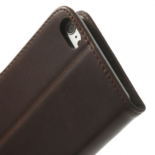 iPhone 6 Plus/6S Plus Leather Case, Retro Style - Coffee Color