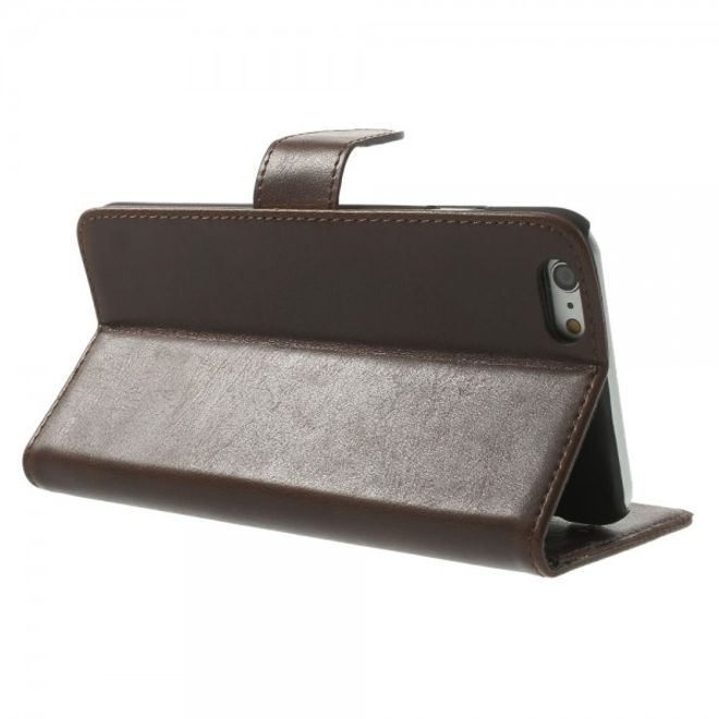 iPhone 6 Plus/6S Plus Leather Case, Retro Style - Coffee Color
