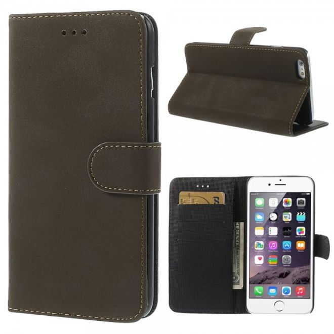 iPhone 6 Plus/6S Plus Matte Leather Case with Stand Function - Grey