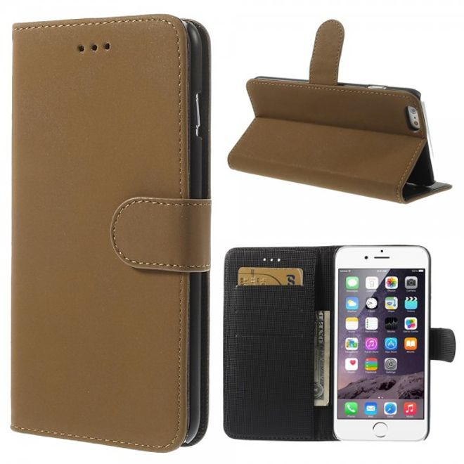 iPhone 6 Plus/6S Plus Matte Leather Case with Stand Function - Brown