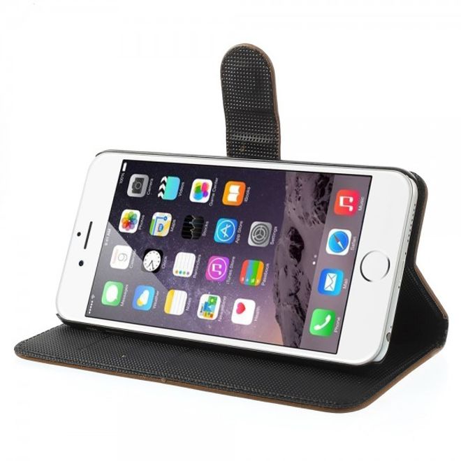 iPhone 6 Plus/6S Plus Matte Leather Case with Stand Function - Brown