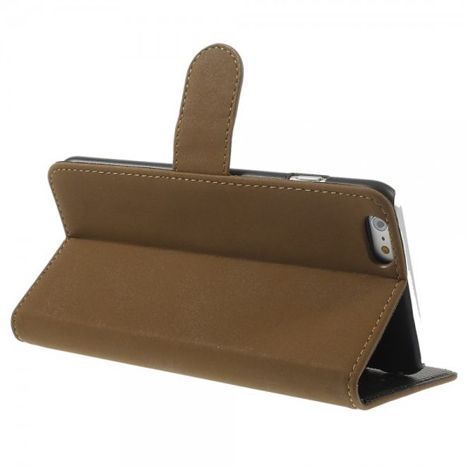 iPhone 6 Plus/6S Plus Matte Leather Case with Stand Function - Brown