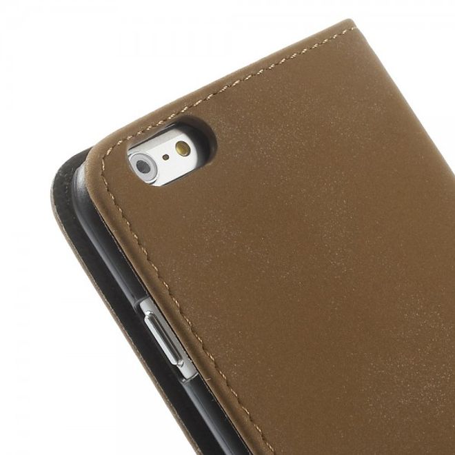iPhone 6 Plus/6S Plus Matte Leather Case with Stand Function - Brown