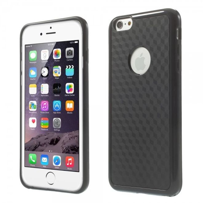 iPhone 6 Plus/6S Plus Elastic Plastic Case with Cube Pattern - Black