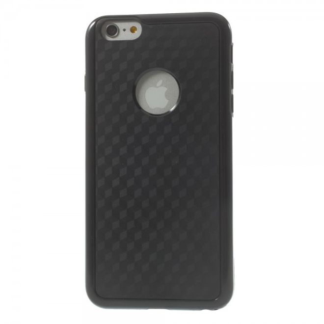 iPhone 6 Plus/6S Plus Elastic Plastic Case with Cube Pattern - Black