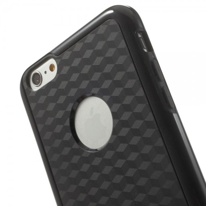 iPhone 6 Plus/6S Plus Elastic Plastic Case with Cube Pattern - Black