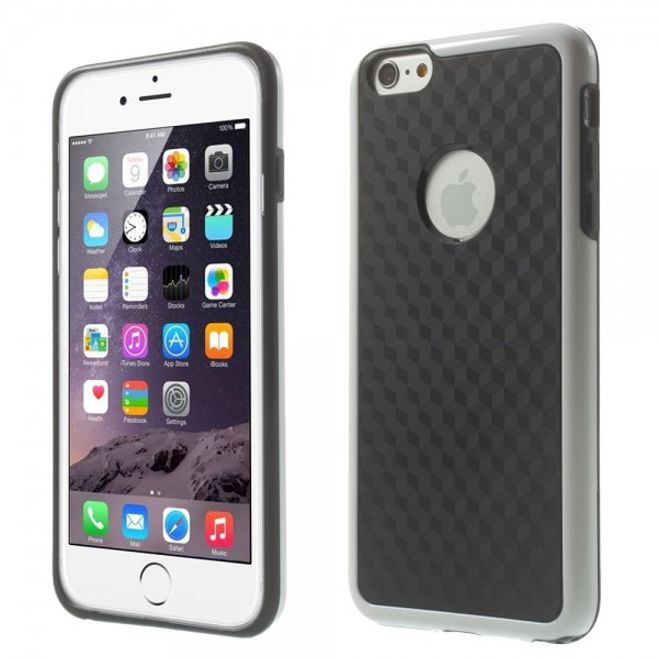 iPhone 6 Plus/6S Plus Elastic Plastic Case with Cube Pattern - Black/White