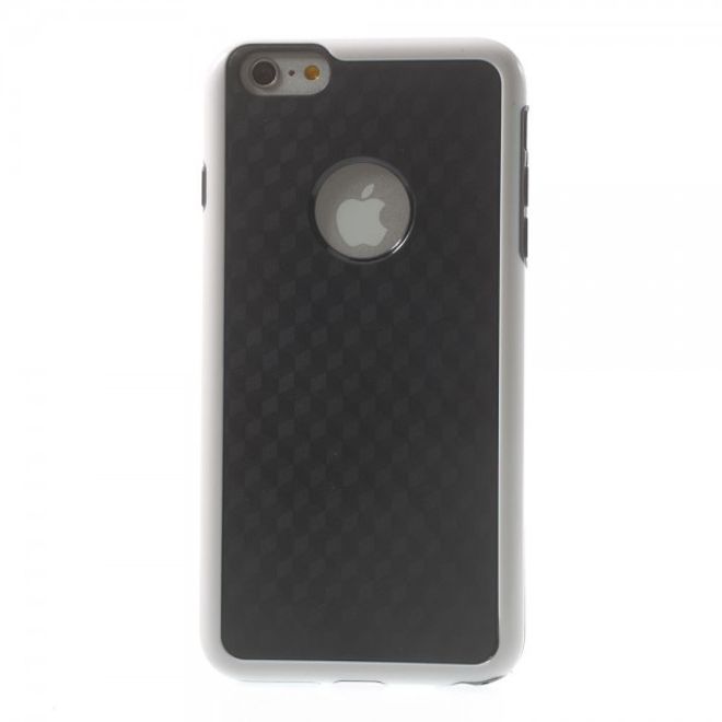 iPhone 6 Plus/6S Plus Elastic Plastic Case with Cube Pattern - Black/White