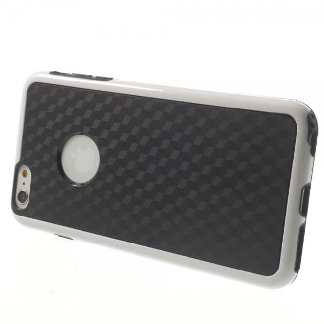 iPhone 6 Plus/6S Plus Elastic Plastic Case with Cube Pattern - Black/White