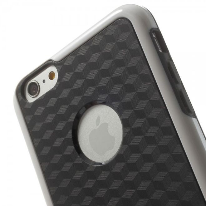 iPhone 6 Plus/6S Plus Elastic Plastic Case with Cube Pattern - Black/White