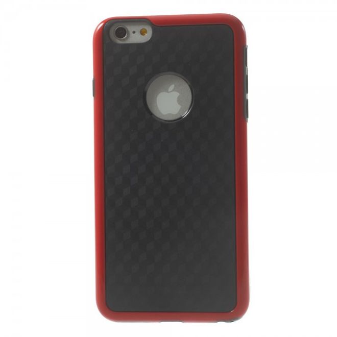 iPhone 6 Plus/6S Plus Elastisches Plastik Case mit Würfelmuster - schwarz/rot