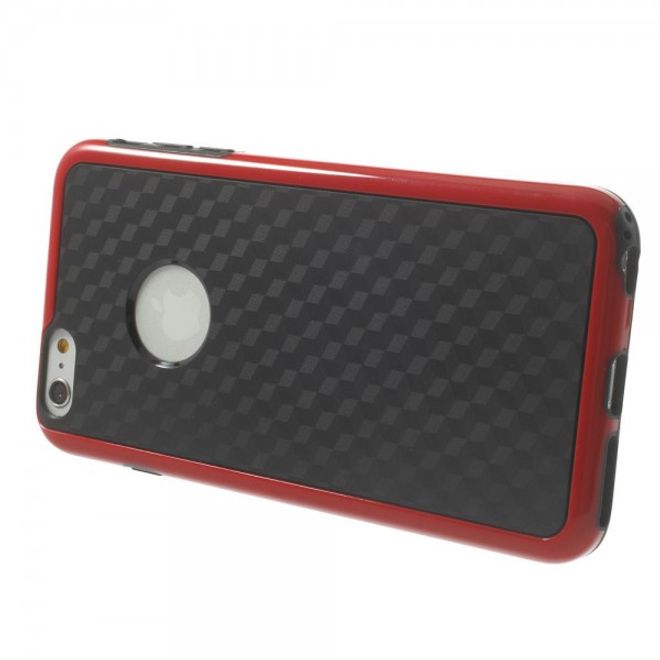 iPhone 6 Plus/6S Plus Elastisches Plastik Case mit Würfelmuster - schwarz/rot