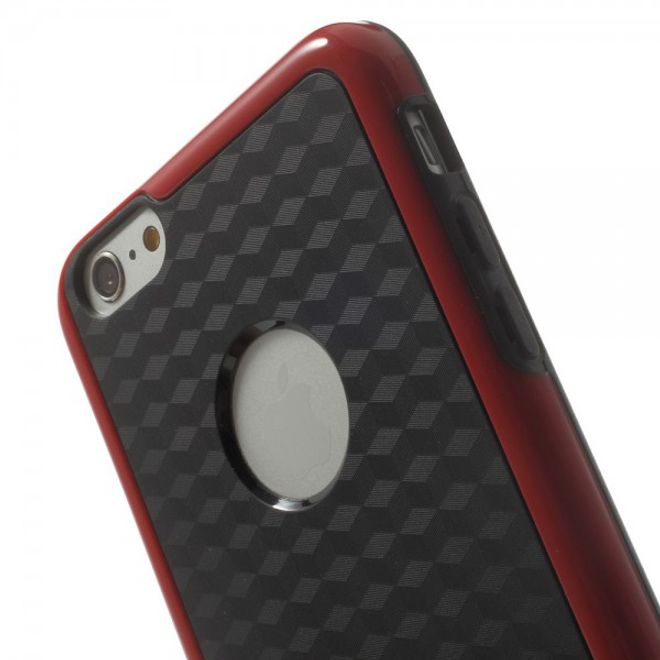 iPhone 6 Plus/6S Plus Elastisches Plastik Case mit Würfelmuster - schwarz/rot