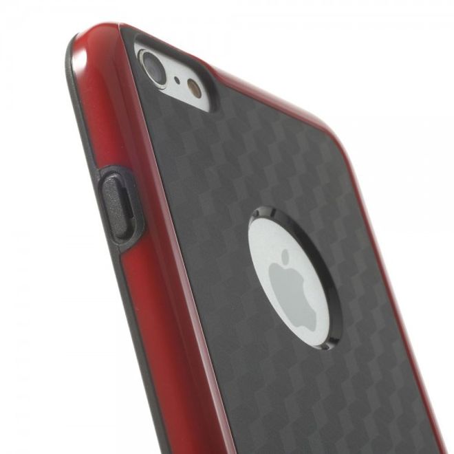 iPhone 6 Plus/6S Plus Elastisches Plastik Case mit Würfelmuster - schwarz/rot