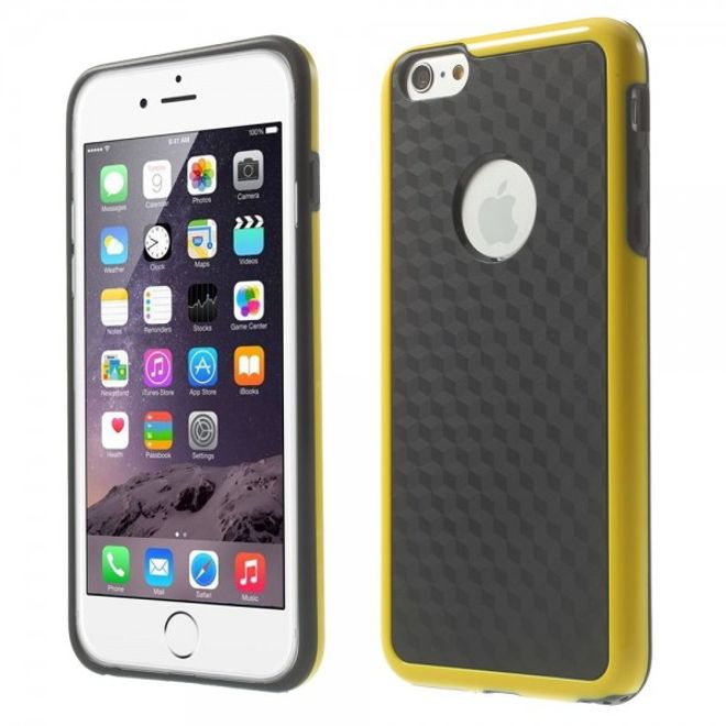 iPhone 6 Plus/6S Plus Elastic Plastic Case with Cube Pattern - Black/Yellow