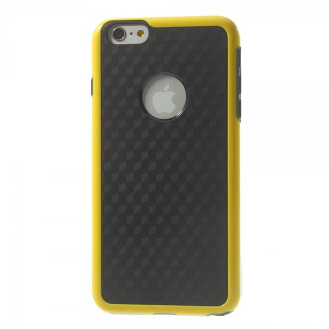 iPhone 6 Plus/6S Plus Elastic Plastic Case with Cube Pattern - Black/Yellow