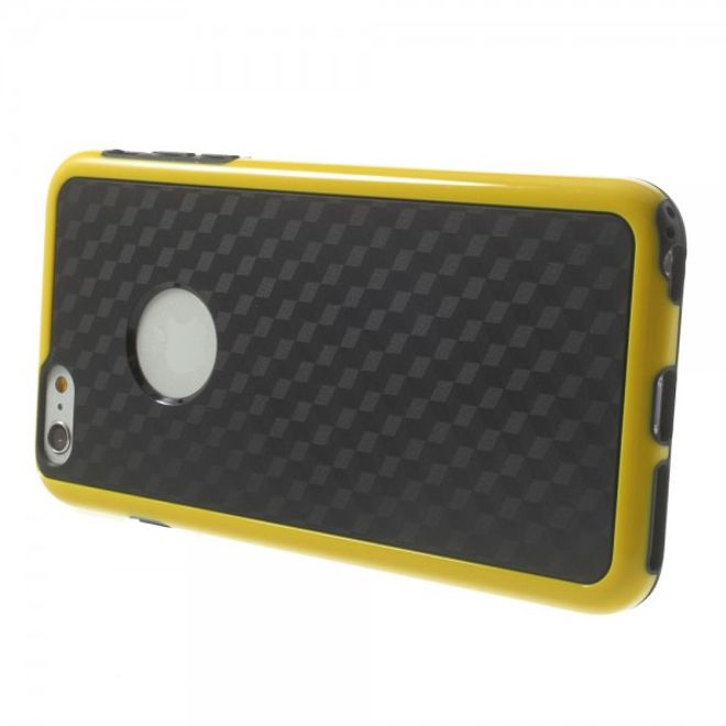 iPhone 6 Plus/6S Plus Elastic Plastic Case with Cube Pattern - Black/Yellow