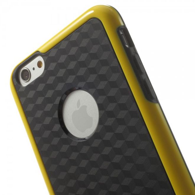 iPhone 6 Plus/6S Plus Elastic Plastic Case with Cube Pattern - Black/Yellow