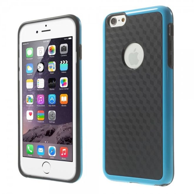 iPhone 6 Plus/6S Plus Elastic Plastic Case with Cube Pattern - Black/Blue