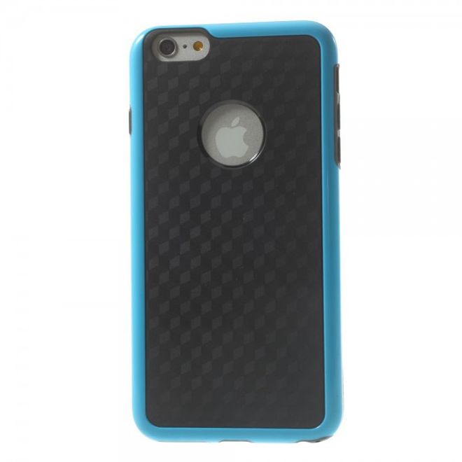iPhone 6 Plus/6S Plus Elastic Plastic Case with Cube Pattern - Black/Blue