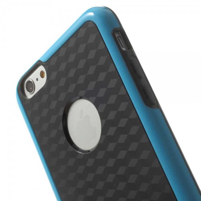 iPhone 6 Plus/6S Plus Elastic Plastic Case with Cube Pattern - Black/Blue